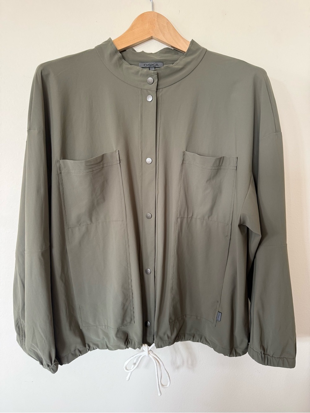 Oska Olive Green Button-Front Lightweight Jacket